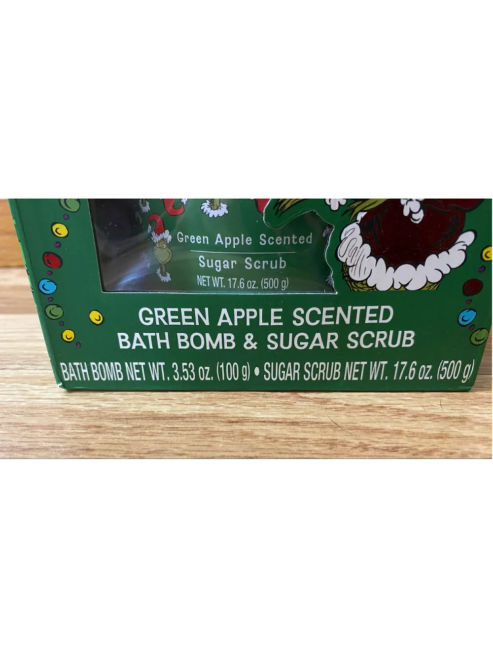 The Grinch Green Apple Bath Bomb & Sugar Scrub Set New